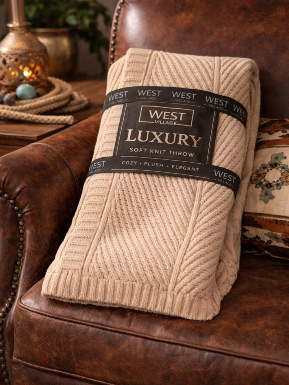 Luxury Soft Knit Throw Blanket - Beige